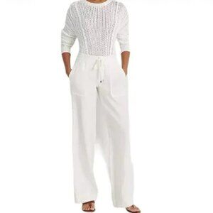 Lauren Ralph Lauren White Wide Leg Linen Pants 12 Petite